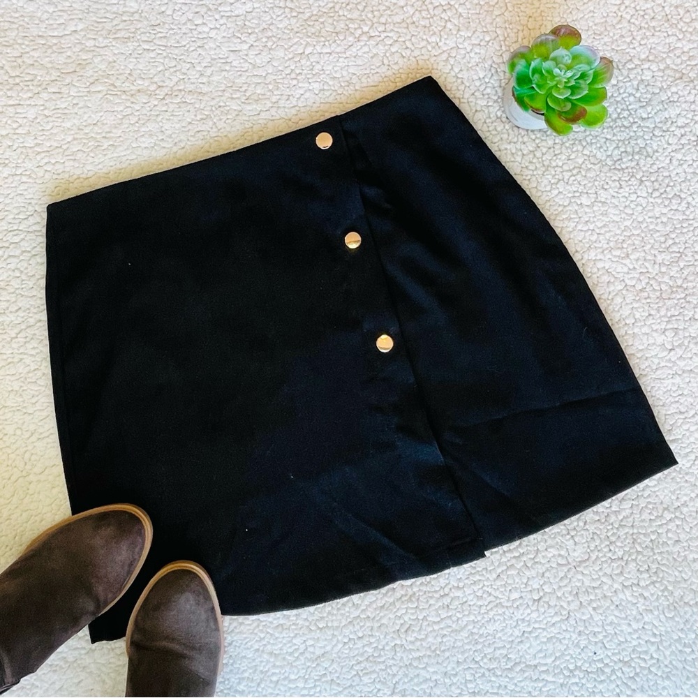 Shein Black High Waisted Skirt With Buttons Medium